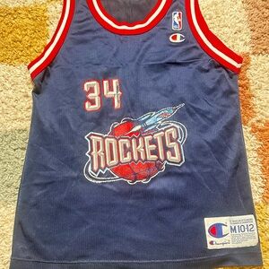 Vintage 90s Champion Hakeem Olajuwon #34 Houston Rockets Jersey Youth M 10-12